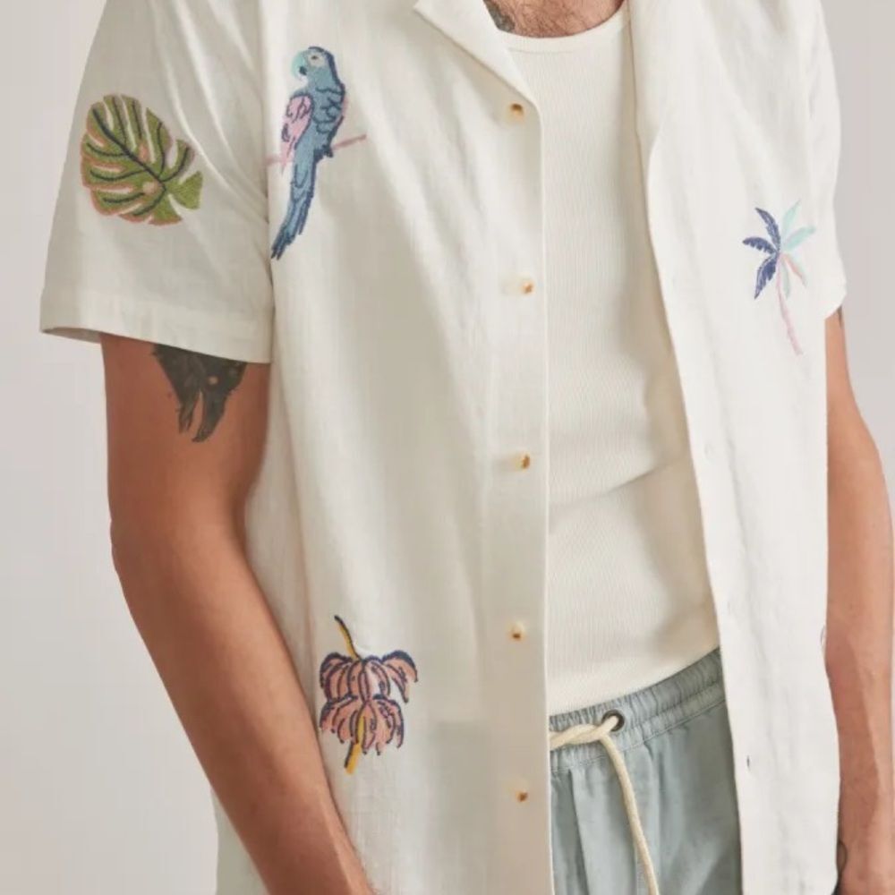 Marine Layer Stretch Selvage Embroidered Resort Shirt Sz XL - Picture 5 of 9